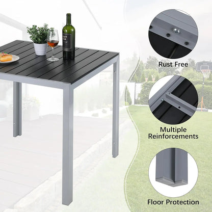 Tuinmeubelset – 3-Delige Tuinset – Patio Dinerset - Tuinmeubel – Balkonset – Terrasmeubilair – Aluminium Frame – 7-Standen Verstelbare Stoelen - Zwarte & Zilveren Rand