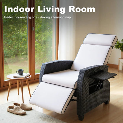 Tuinstoel – Tuinstoel – Loungestoel – Ligstoel – Balkonstoel – Verstelbare Rugleuning – Waterbestendig PE-Rattan Met Stalen Frame – Zwart