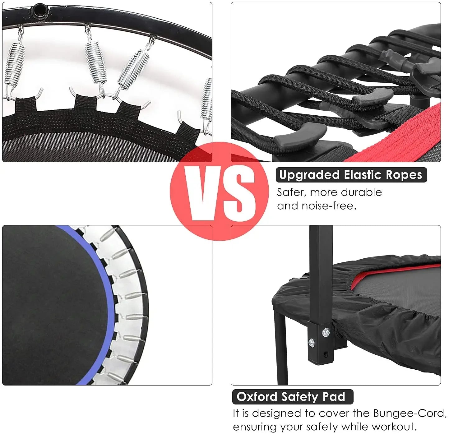 Fitness Trampoline - Mini Trampoline - Opvouwbaar Ontwerp - 127 cm Trampoline - Verstelbare T-handgreep - Indoor - Outdoor - TÜV GS-gecertificeerd - Max 150 kg - Rood - QUORE