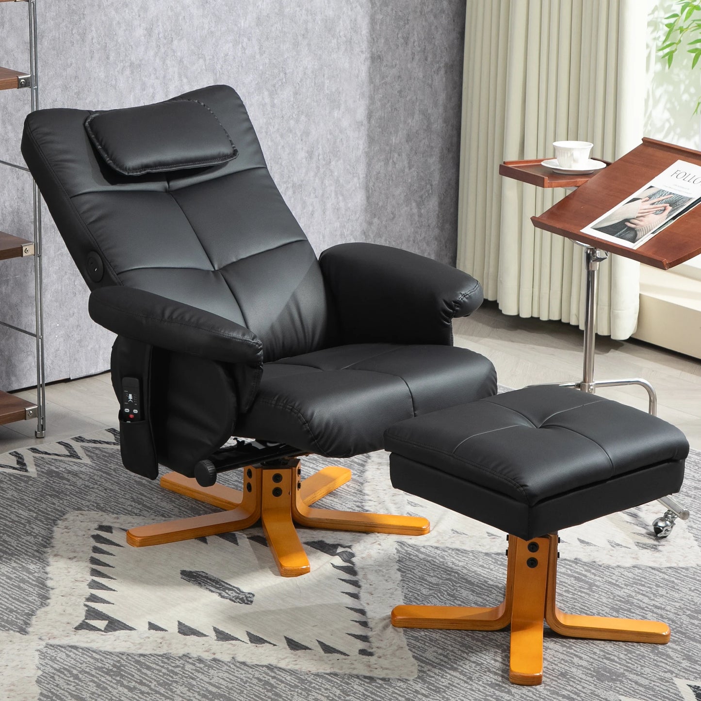 Relaxfauteuil – Relaxstoel – Massagestoel – Fauteuil Met Voetenbankje – Verstelbare Rugleuning – Massagefunctie – USB Aansluitingen