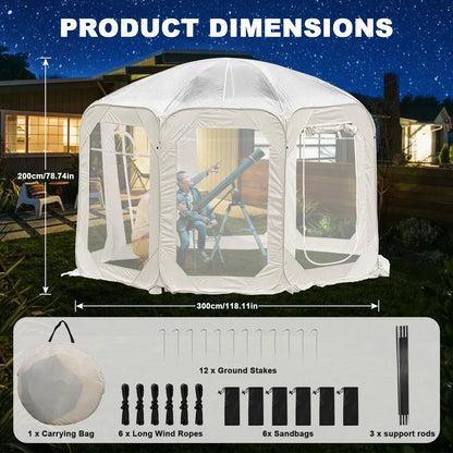 Pop-Up Tent – Bubble Tent – Buiten Tent – Transparante Tent – Waterdicht PVC – Ruim Voor 4-6 Personen - 3X3m - Wit