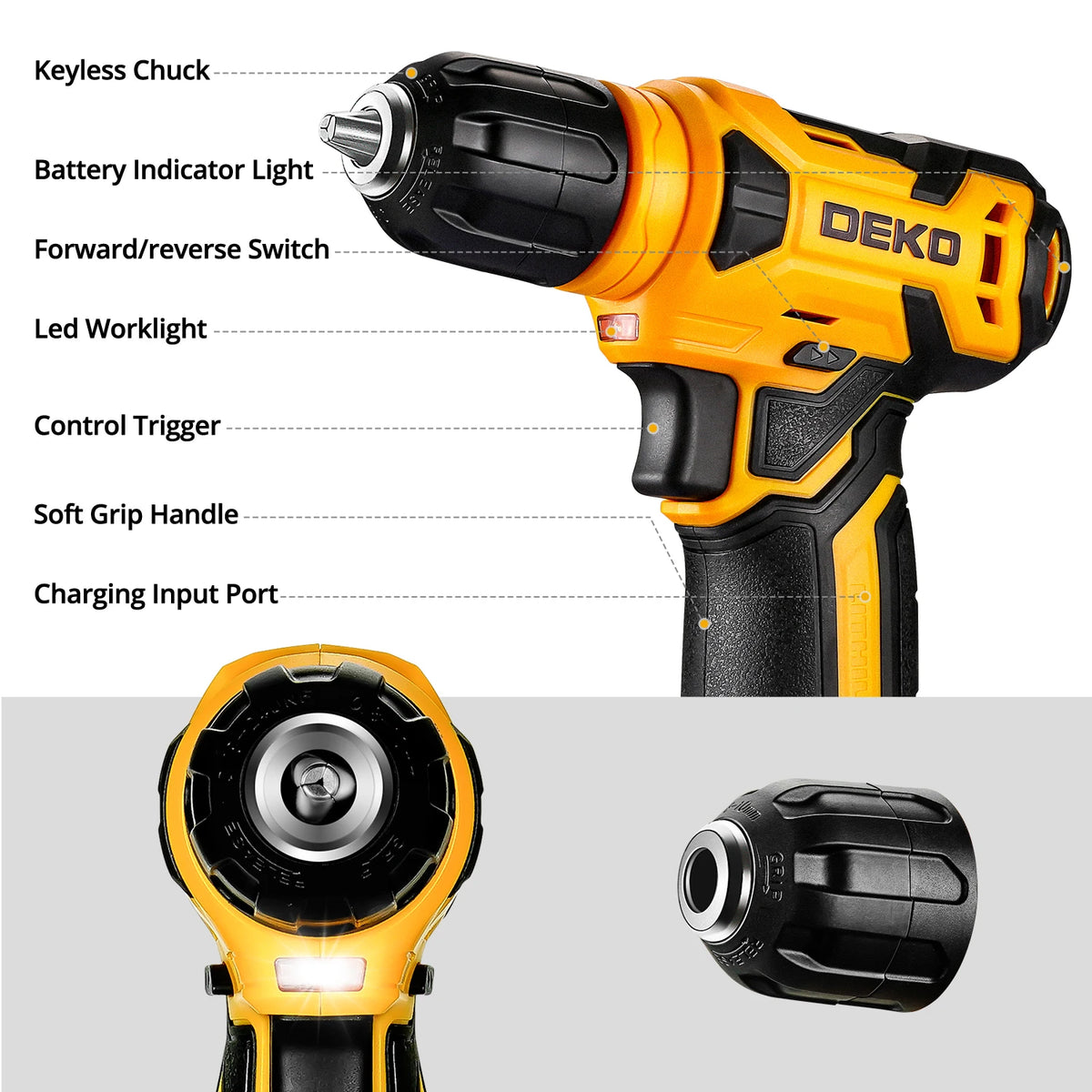 DEKO 126Pcs Power Tool Combo Kits with 8V Cordless Drill,10MM 3/8'' Keyless Chuck,Professional Home Household DIY Hand Tool Kits - QUORE