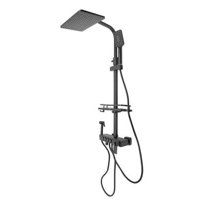 Douche - Regendouche - Douchewand - Douchekolom - Douchepanelen - Thermostatische Douchekraan Set - Slimme Digitale Display Douche met Verstelbare Hoogte (85-120 cm) & 4 Watermodi - Zwart