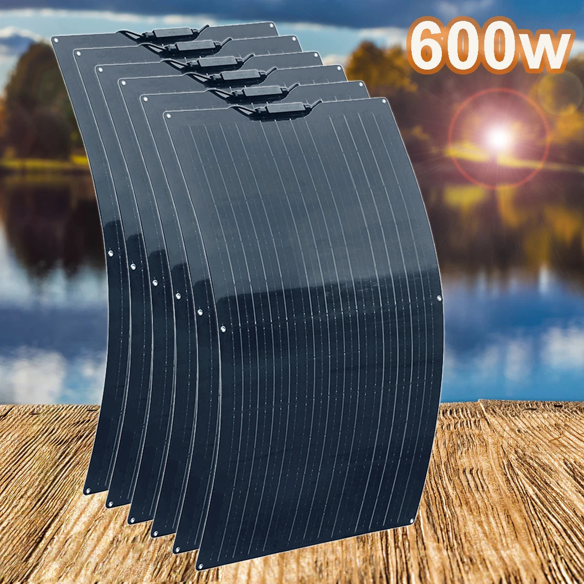 Zonnepaneel - Zonnepanelen - Monokristallijne - Flexibel - Buigzaam - Waterdicht - Lichtgewicht - 12V - 600W - 6stuk - voor Camper - Boot - Caravan - Balkon - Off Grid Systeem