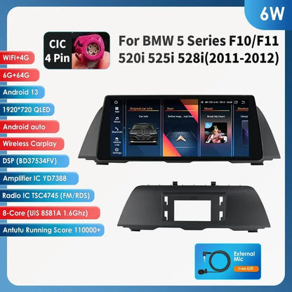 AI Intelligent Player 2din Android Car Radio Multimedia Video Player for BMW 5 Series F10 F11 F12 CIC NBT GPS Nav Carplay 4G RDS