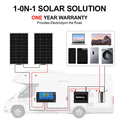 Zonnepanelen - Monokristallijne Zonnepaneel - Draagbaar Zonnepaneel - Flexibele - 200W - 18V - Waterdichte Monokristallijne Zonnepaneel Camping RV Thuis Opladen 12V