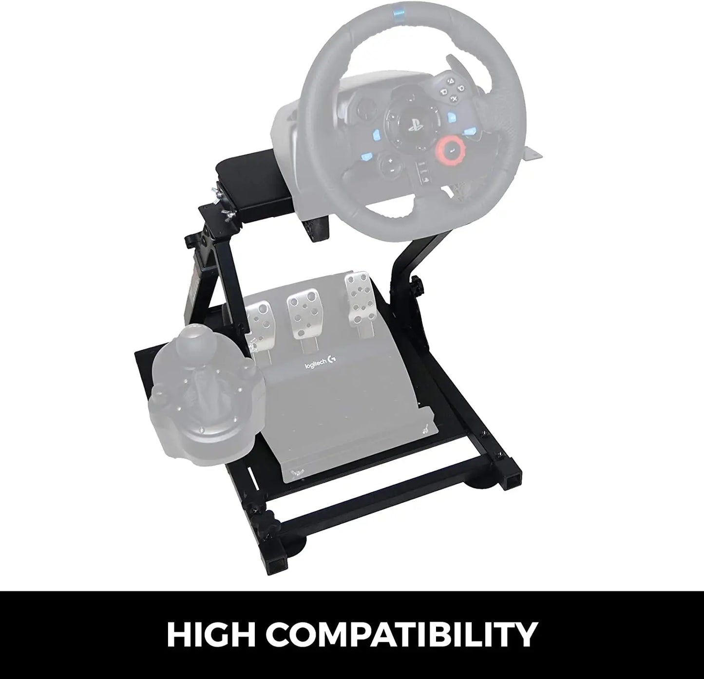 Stuurstandaard - Racing Simulator - Sim Race Stuurstandaard - Racing Wheel Stand - Verstelbaar Inklapbaar – Koolstofstaal - Zwart