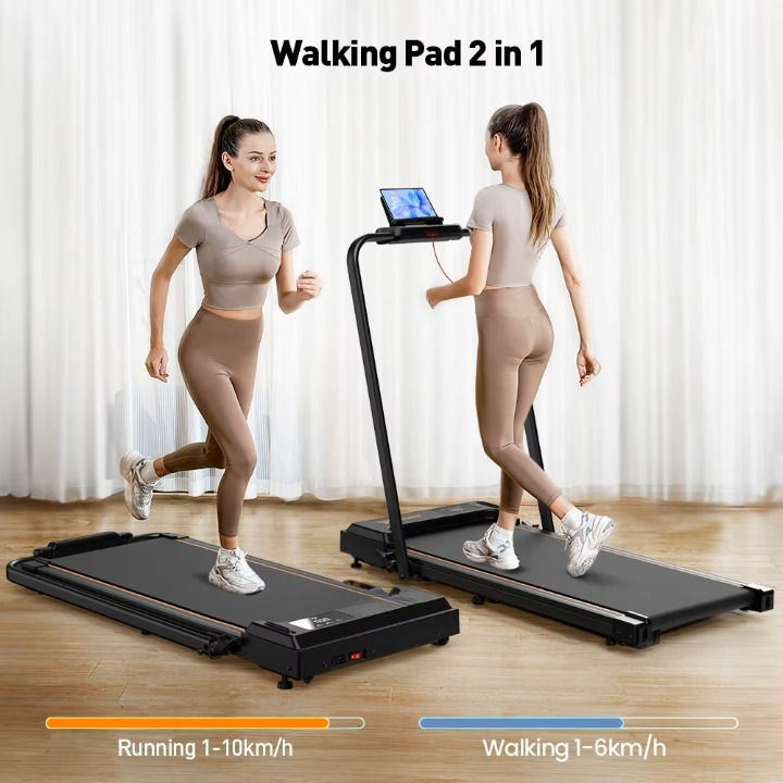 Loopband - Loopbanden - Wandelband - Walking Pad - Treadmill - Opvouwbaar - met LED-Display - Max Snelheid 1-6KM/h - 2.5 PK Motor - 40dB - 120kg Max. Belasting - 8 Lagen Loopgordels - 119.5 x 56 x 100.3cm - Zwart