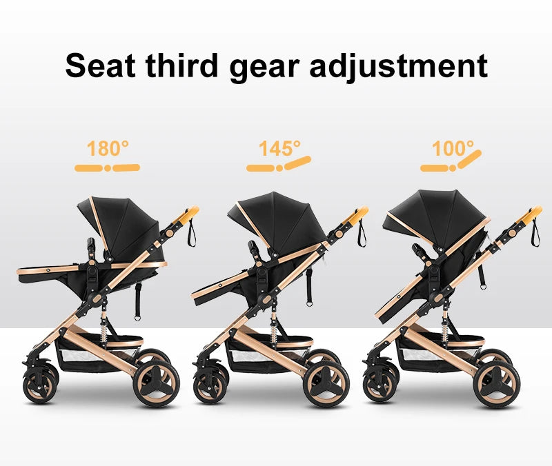 Kinderwagen - Kinderwagen 3 in 1 - Stroller - Opklapbare Wandelwagen - Luxe Kinderwagen - 3-in-1 Luxe Kinderwagen – Draagbare Reiswieg, Inklapbaar, Aluminium Frame voor Pasgeborenen - 530 khaki 3in1