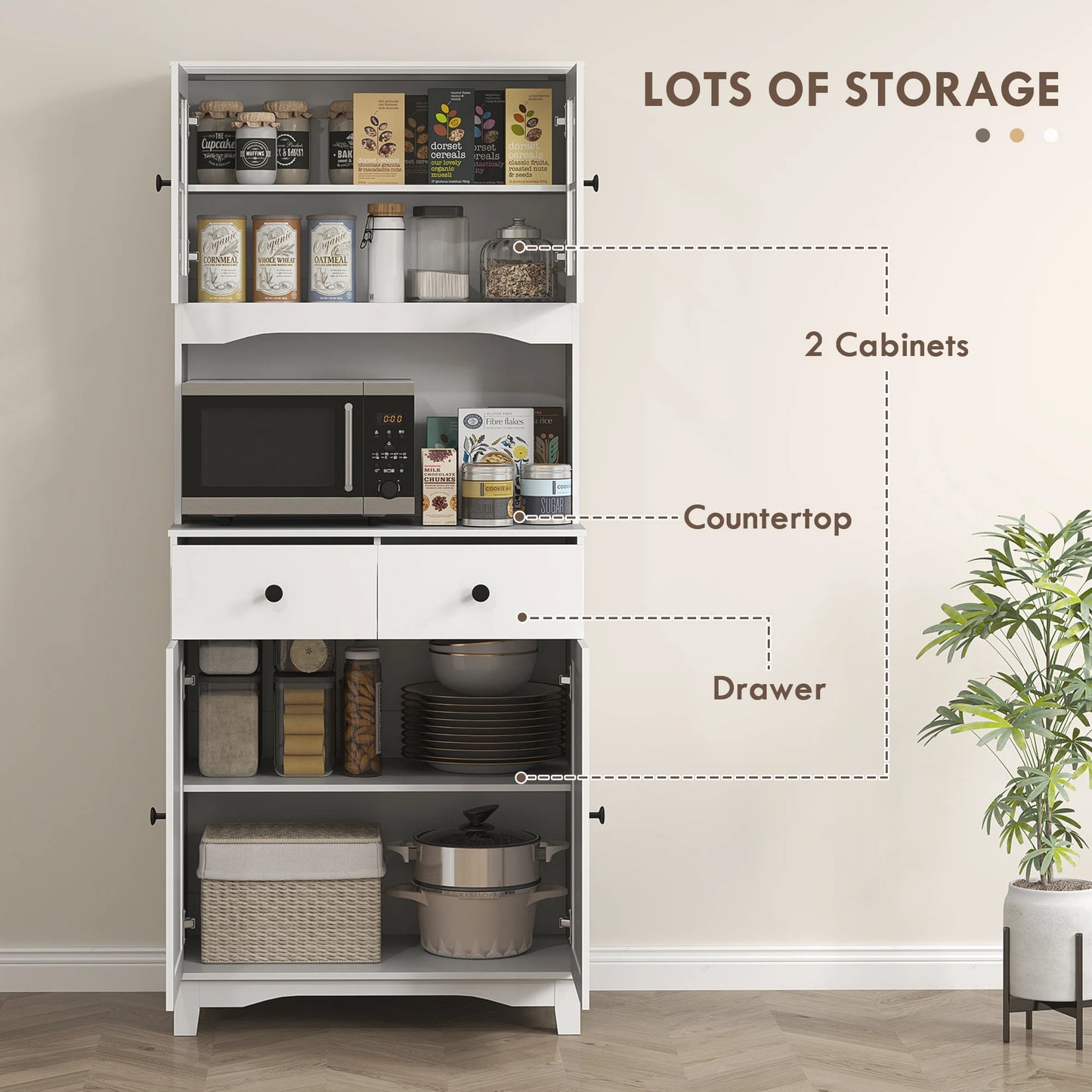 Hoge Kast – Opbergrek – Magnetronkast – Keukenkast – Strak Design – Magnetronplank – Eenvoudig Te Monteren