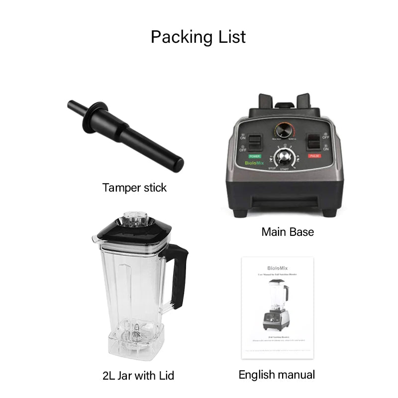 Blender - Blender Smoothie - Smoothie Maker - Foodprocessor - 2200W - Soepmaker - met Timer - 2L BPA-vrije Mengkan - Titaniumgrijs - QUORE