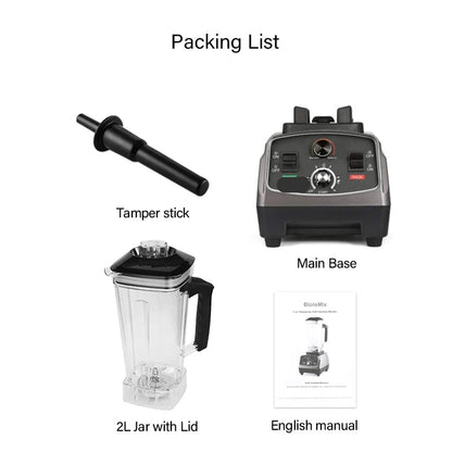 Blender - Blender Smoothie - Smoothie Maker - Foodprocessor - 2200W - Soepmaker - met Timer - 2L BPA-vrije Mengkan - Extra Pot en 3 Onderdelen - QUORE