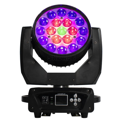Discolamp - Party Lights - Disco licht - Party Laser  - Podiumverlichting - Mini LED & Laser Party Lamp - 19x15W Zoom & DMX-compatibel -  Discobal - Beam+Wash RGBW Moving Head Lich - met Flight Case - 1 Stuk