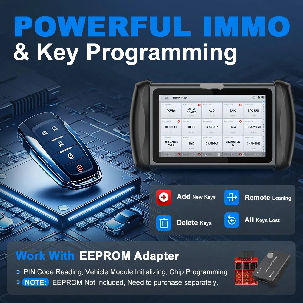Auto Diagnoseapparaat – OBD Scanner – Voertuig Diagnosetool – Auto Scanner – 34+ Resetfuncties – 7-Inch Touchscreen - QUORE