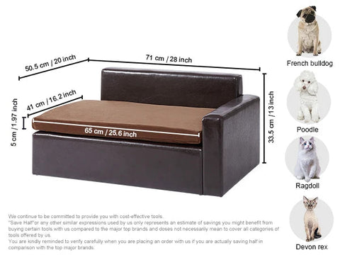 Hondenbed - Zacht Hondenbed - Hondensofa - Hond - Hondensofa - Bed voor Gezelschapsdieren - voor middelgrote honden en katten - 110 lbs Belading - Leer - Gemakkelijk schoon te maken