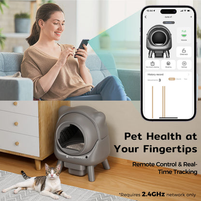 Automatische Kattenbak – Zelfreinigende Kattenbak – Slimme Kattenbak – XL Kattenbak – 60 Liter Inhoud – App-Bediening – Veiligheidssensoren