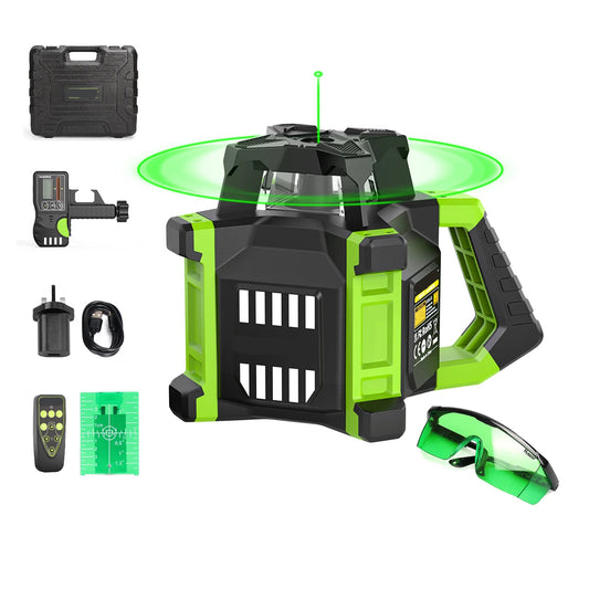 Elektronische Draaibare Laserwaterpas – Groene Laser – Zelfnivellerend – Rotatielaser – Laserwaterpas – ±3 Mm Nauwkeurig – 800 Meter Bereik