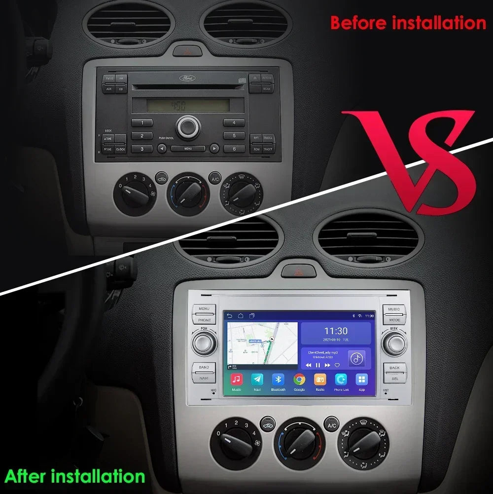Auto Multimedia Speler - Voor Ford Focus 2007 - 1GB16GB - Carplay Scherm - Navigatiesysteem Auto - Multimedia Autoradio - Zilver