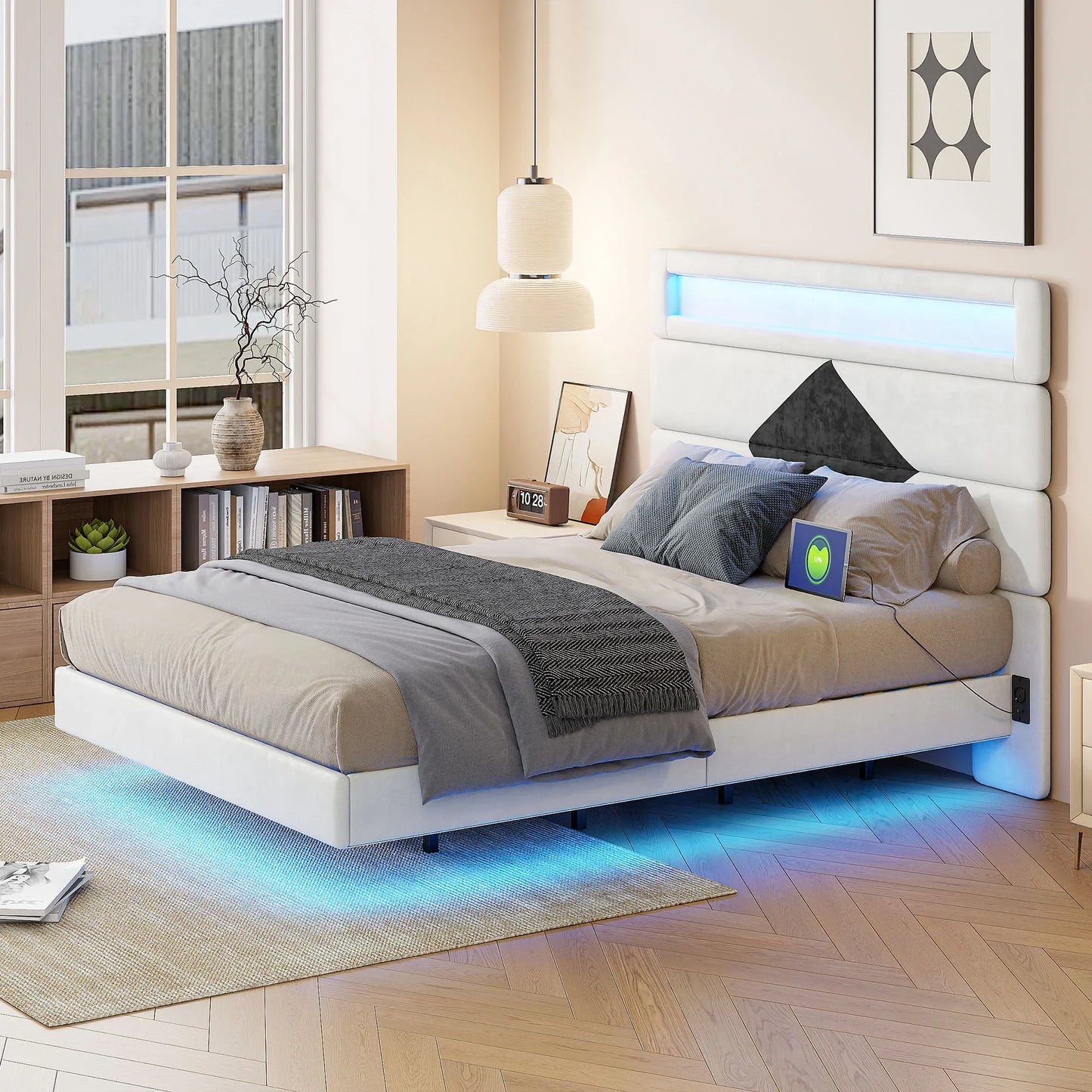 Bedframe – Modern Bed – Gestoffeerd Bed – Houten Frame – Velvet Bekleding – Stevig – Eenvoudige Montage
