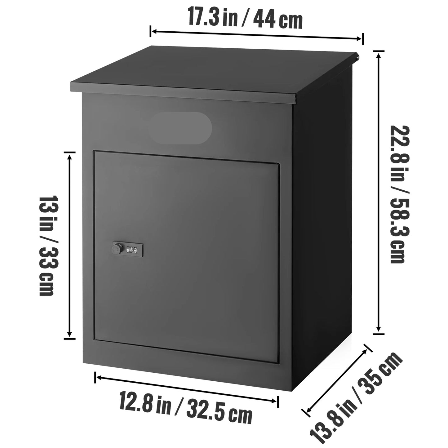Brievenbus - Antidiefstal Brievenbussen - Wandgemonteerde - Waterdicht IPX3 - 23 Inch - Briefplaat - Grote Opslag met Slot voor Buiten - Zwart