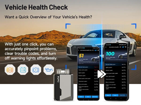 OBD Scanner - OBD2 - Auto Scanner - Auto uitlezen - Diagnose Apparatuur voor Auto's - Diagnosetool voor Alle Aystemen - Accutest - Smogcontrole - iOS Android - Bluetooth 5.0 - Voertuiggezondheidscontrole - Live Data - Resetservices
