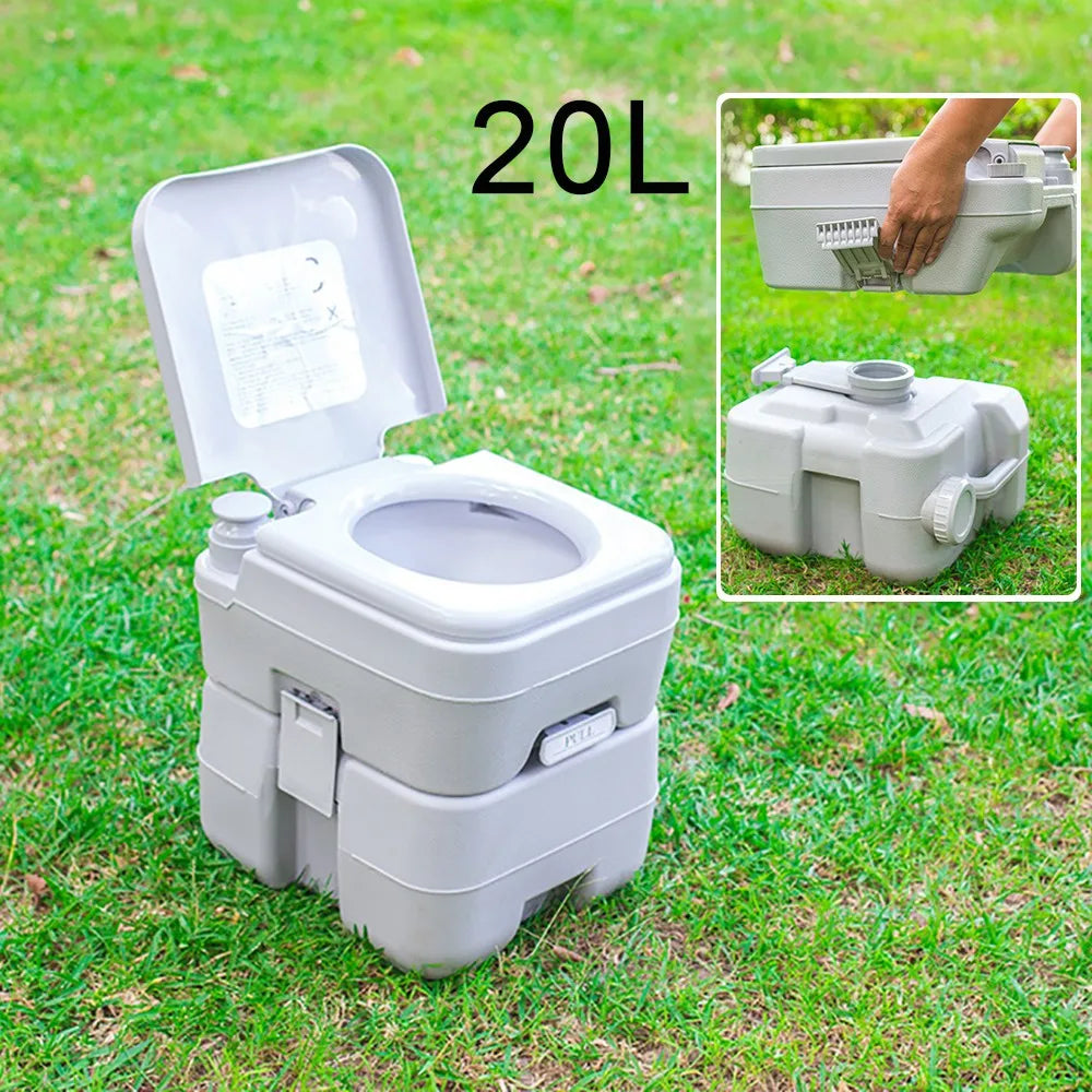 Draagbaar Spoeltoilet - Mobiel Potje - Mobiel Toilet - voor Buiten - Caravan - Toiletbelasting 130kg - voor Volwassenen - 20L - 41 × 35 × 41 cm - Grijs