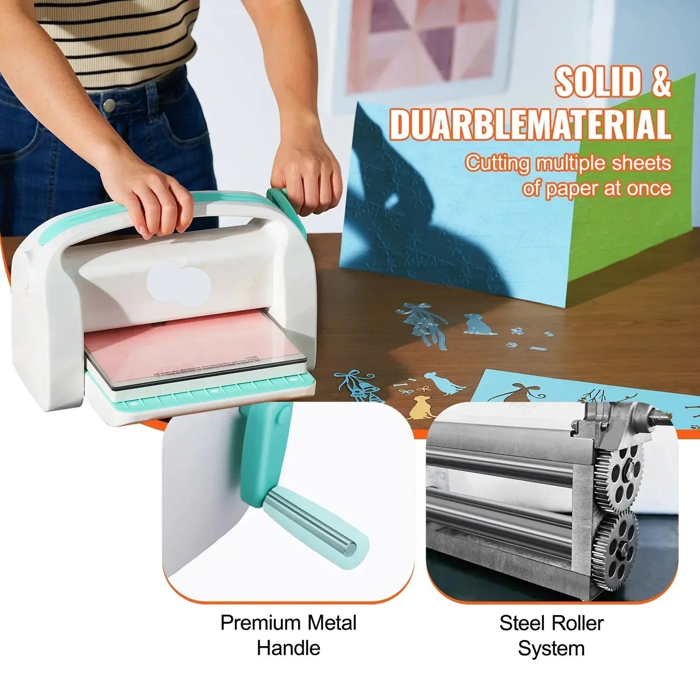 Stansmachine - Embossing Machine - Handmatige - 6 Inch - voor Scrapbooking - Kaarten - DIY Decoraties - Wit en Blauw