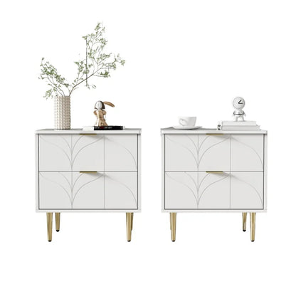 Nachtkastjes – 2 Stuks - Bedkastjes – Slaapkamerkasten – Opbergmeubel – Geruisloze Lade - 50 x 40 x 58 cm - Wit