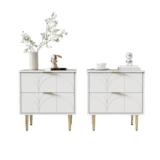 Nachtkastjes – 2 Stuks - Bedkastjes – Slaapkamerkasten – Opbergmeubel – Geruisloze Lade - 50 x 40 x 58 cm - Wit