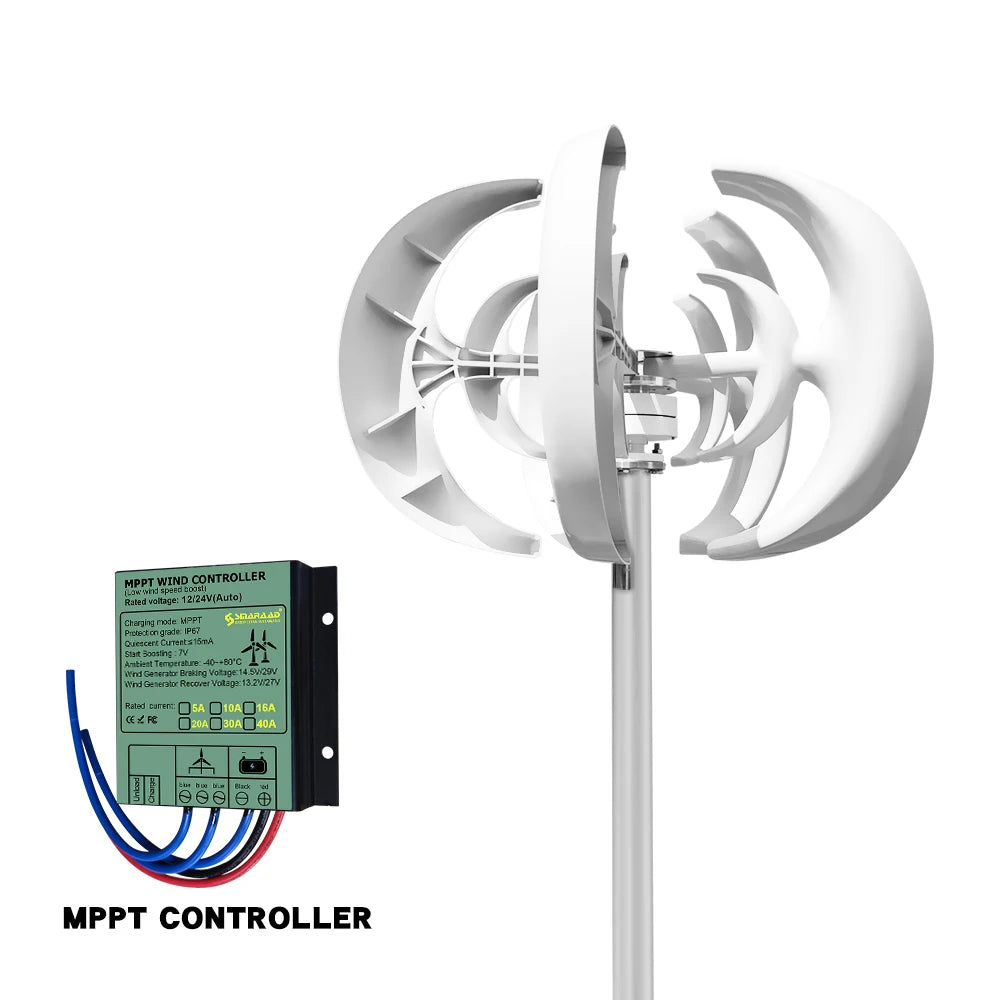 Windturbine - Windmolen - Windturbine Generator - Windenergie - Verticale - 3000W - 12V - met Windcontroller - Stille en Efficiënte Energieoplossing voor Huishoudens