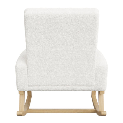 Schommelstoel – Fauteuil – Relaxstoel – Voedingsstoel – Woonkamerstoel – Teddy Velvet – Extra Brede Zitting – Zijvakjes