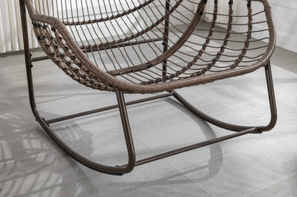 Schommelstoel – Relaxstoel – Fauteuil – Loungestoel – Wipstoel – Handgevlochten Rattan – Gepoedercoat Stalen Frame – Inclusief Zacht Kussen - QUORE