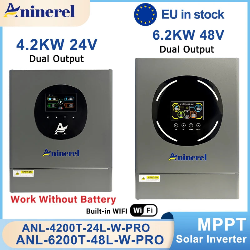 Hybride Solar Inverter – Zonne-omvormer – Omvormer – PV Inverter – 6,2 kW 48V Variant – Dual Output – Geavanceerde MPPT 120A