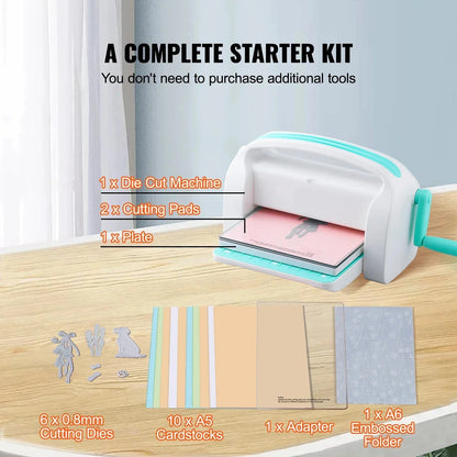 Stansmachine - Handmatige Embossing- en Snijmachine – 9 inch – DIY Scrapbooking & Kaarten Maken – Mini Stansmachine voor Papier, Leer & Stof – Inclusief Starter Kit