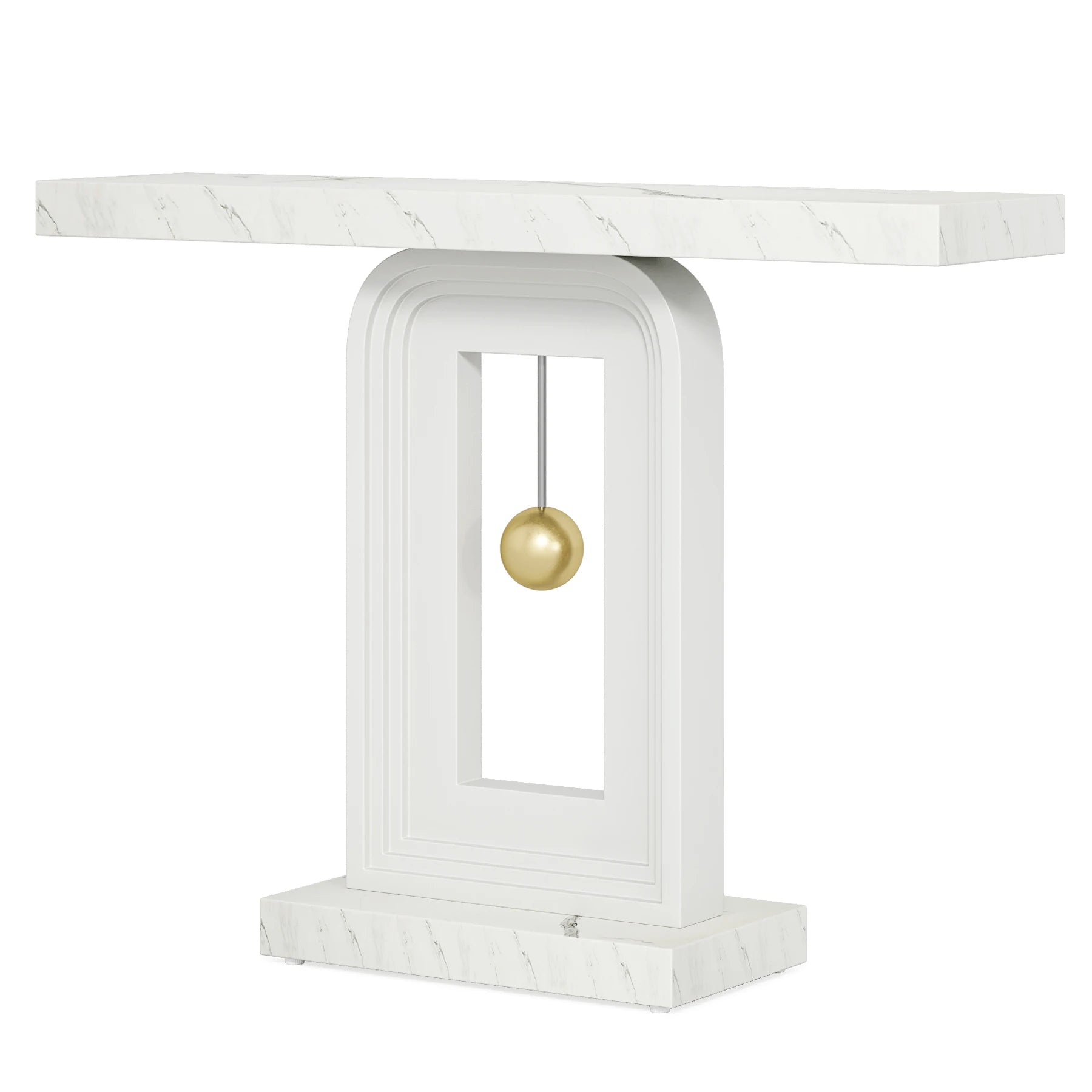 Tribesigns Modern Console Table, 40 Inches Narrow Sofa Entryway Table with Pendulum Shape Base, Contemporary Wood Accent Table - QUORE