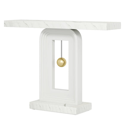 Tribesigns Modern Console Table, 40 Inches Narrow Sofa Entryway Table with Pendulum Shape Base, Contemporary Wood Accent Table - QUORE
