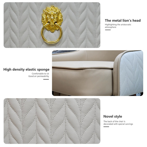 Dining Chairs - Kitchen Chairs Set 2 - Chair - Modern - Leather Chairs - High Backrest - Steel Legs - Luxury Design - Creamy White