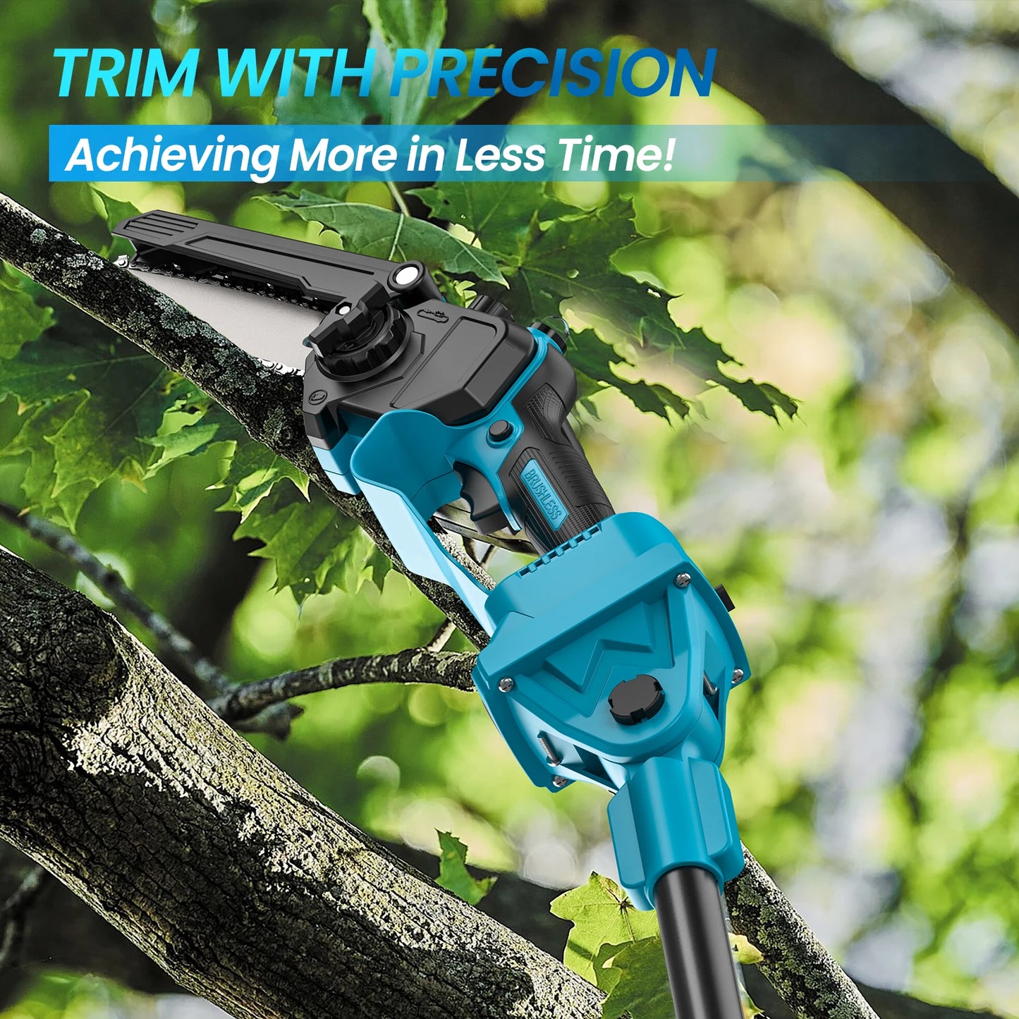 Brushless 600W Telescoping Pole Electric Chainsaw 8inch 2in1 High Branch Saw Garden Power Tool For 21V 18V Battery