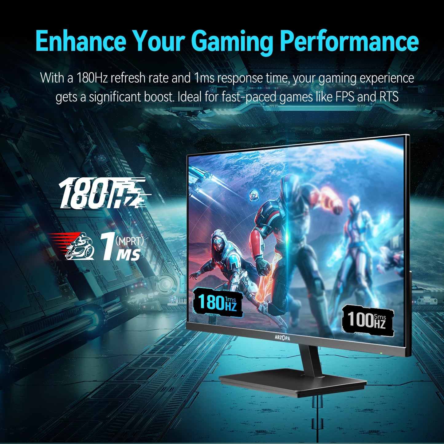 27 inch Monitor – Gaming Scherm – Computerscherm – PC Monitor – Beeldscherm – QHD Resolutie – 180Hz Refresh Rate – 1ms Responstijd – AMD FreeSync - QUORE
