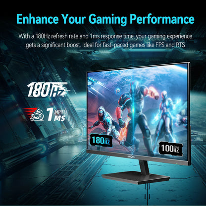 27 inch Monitor – Gaming Scherm – Computerscherm – PC Monitor – Beeldscherm – QHD Resolutie – 180Hz Refresh Rate – 1ms Responstijd – AMD FreeSync - QUORE