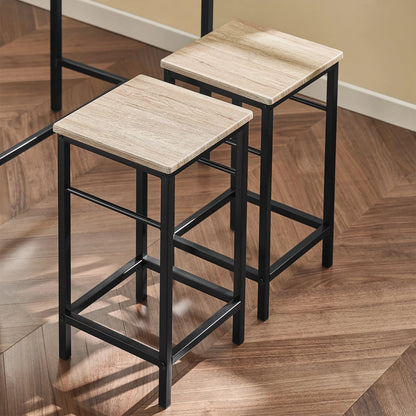 Bartafelset – Barkastset – Barset – Bistroset – Eettafelset – Donkergrijs – MDF Met Metalen Frame – Compacte Afmetingen 100x87x60 cm - QUORE