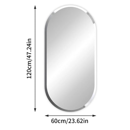 Lang Ovaal Wandspiegel – Frameloos Spiegel – Badkamerspiegel – Decoratiespiegel – Ovale Spiegel – 120x60 CM – 4 MM Dik Glas – Zilveren Afwerking