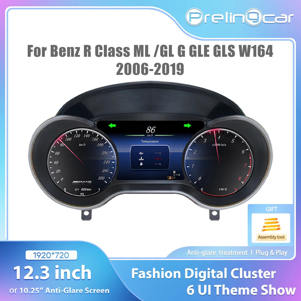 Digitaal Dashboard – LCD Display – Instrumentenpaneel – Cluster – Cockpit – 12,3 Inch IPS Scherm – HD Resolutie 1920x720 Pixels