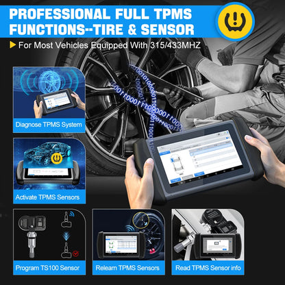 TPMS- En Auto Diagnosetool – Bandenspanningsmeter – Sensor Programmeerder – Foutcode Scanner – ECU-Codering – Bluetooth – 140+ Automerken