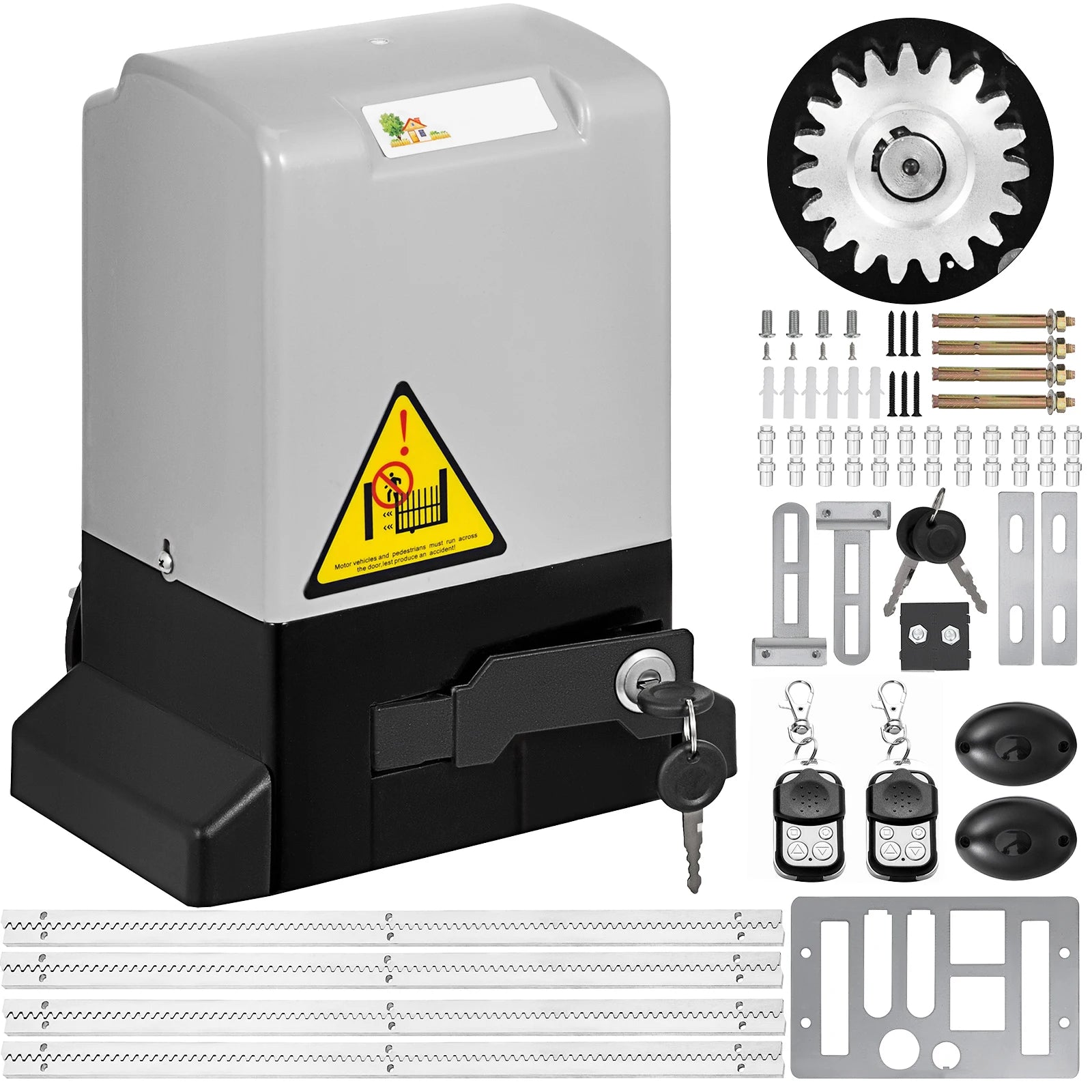 Automatische Schuifpoortopener – Poortopener – Schuifpoort Motor – Automatische Toegang – Afstandsbediening – 600 Kg Capaciteit – Waterbestendig - QUORE