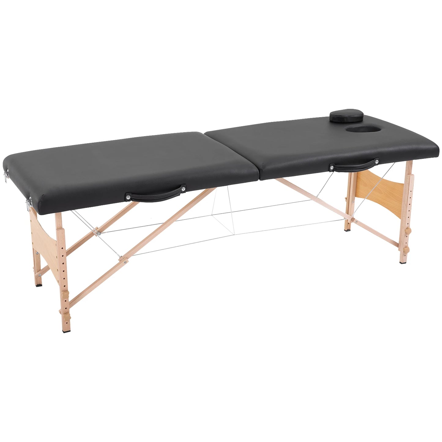 Massagebank – Massagetafel – Behandelbank – Behandeltafel – Massagebed – Inklapbaar – Verstelbare Hoogte 58-81 cm – Stevig Beukenhouten Frame - QUORE