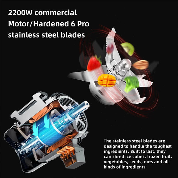 Slow Juicer - Juicer - Fruit and Vegetable Juicer - Juice Extractor - Heavy Duty - Commercial Grade - Timer Blender - Mixer - Juicer - Fruit Food Processor - Ice Smoothies - BPA FREE 2L Low Profile Jar - 39000RPM - 240V - 600ml