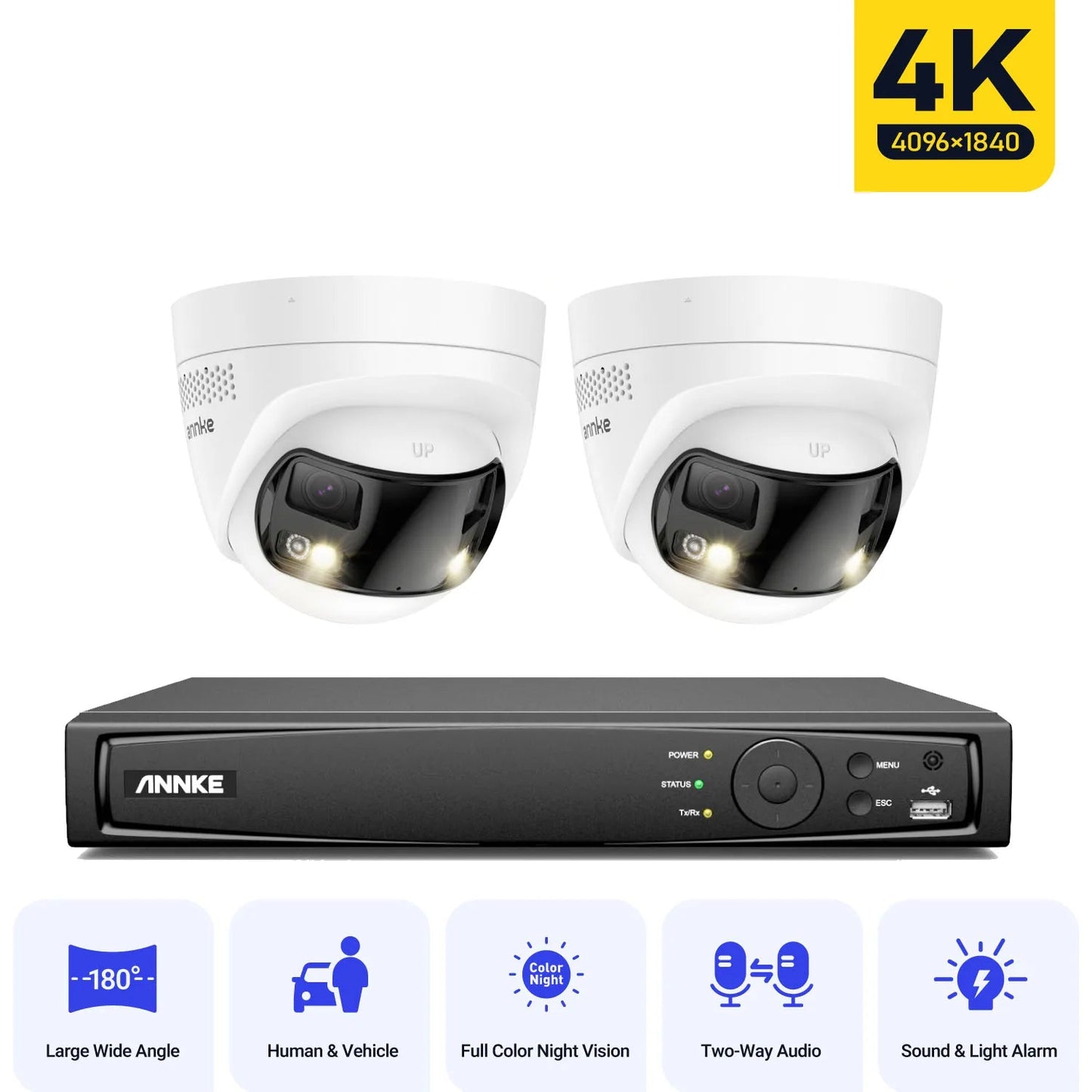 IP Cameraset – Beveiligingscamera – Buitenbeveiliging - Bewakingscamera - Surveillance Camera - 180° Ultrabreed Dual-Lens - AI Beweging Detectie Met Nachtzicht
