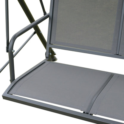 3-Zits Tuinswing met Dakzonwering - Verstelbare Rugleuning - Stalen Frame - Ademend - Grijs - QUORE