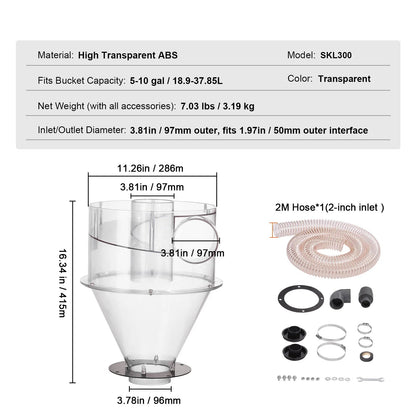 Cycloonfilter - Stofafscheider Cycloon - Stofzuiger  - 4.0 inch - Efficiënte Stofverwijdering voor Werkplaats, Stofzuigers en Stofafzuigsystemen